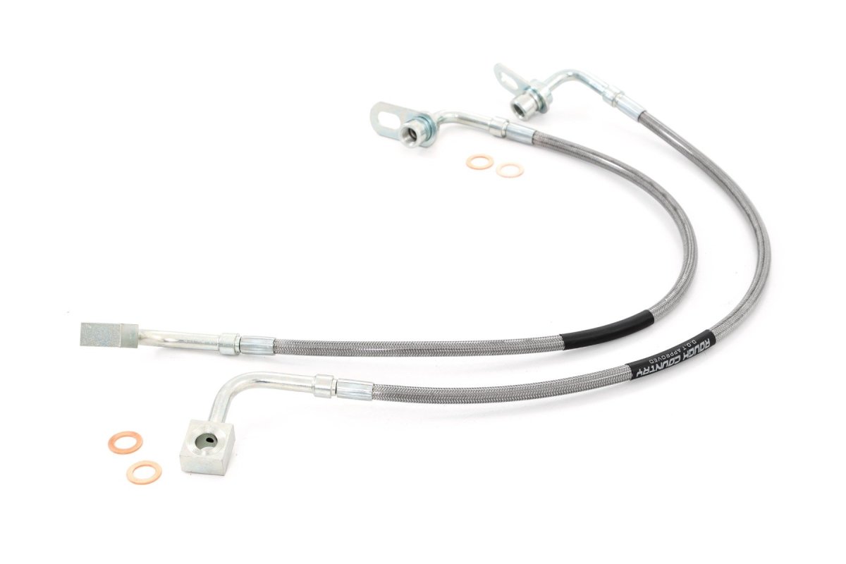 Ram 1500 Brake Lines - Front - Rough Country - Stainless Extended Steel - '19-'24